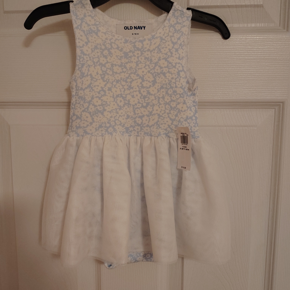 Old Navy Light Blue and White Floral Dress